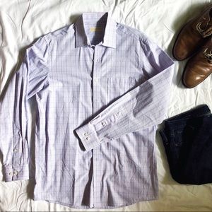 Michael Kors :light blue pink stripes stiff collar